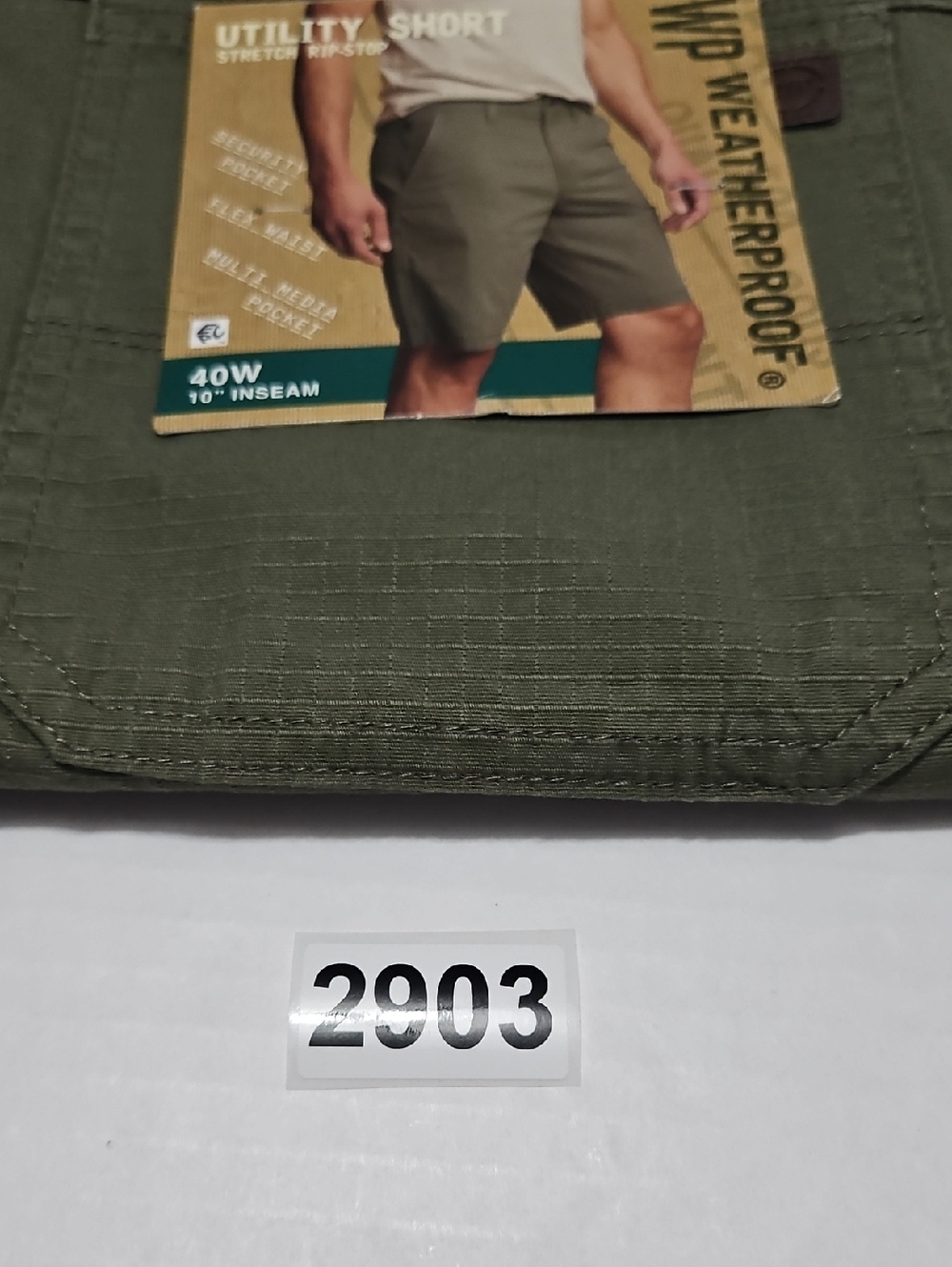 Weatherproof Olive Ripstop Utility Shorts With Cargo Pocket Size 40W - Picture 14 of 14